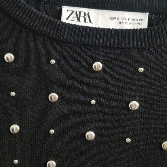 Black studded zara long sleeve sweater top - Picture 2 of 5